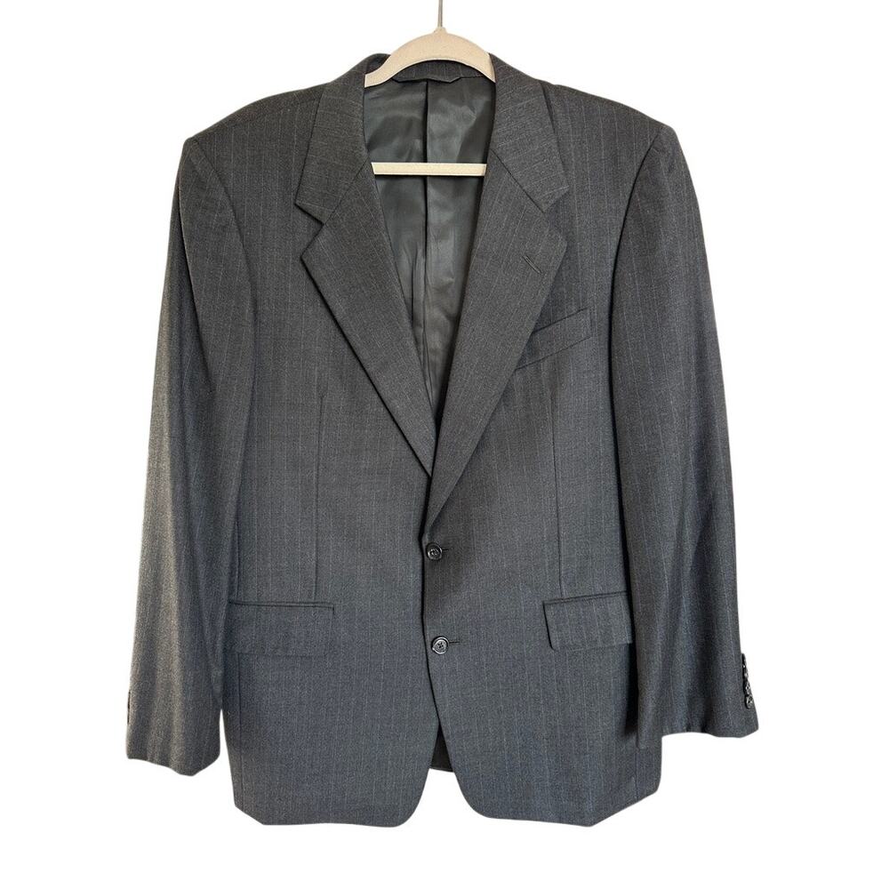 Hickey Freeman Boardroom 42R Gray Pinstripe Wool Cashmere 2 Piece Power Suit USA